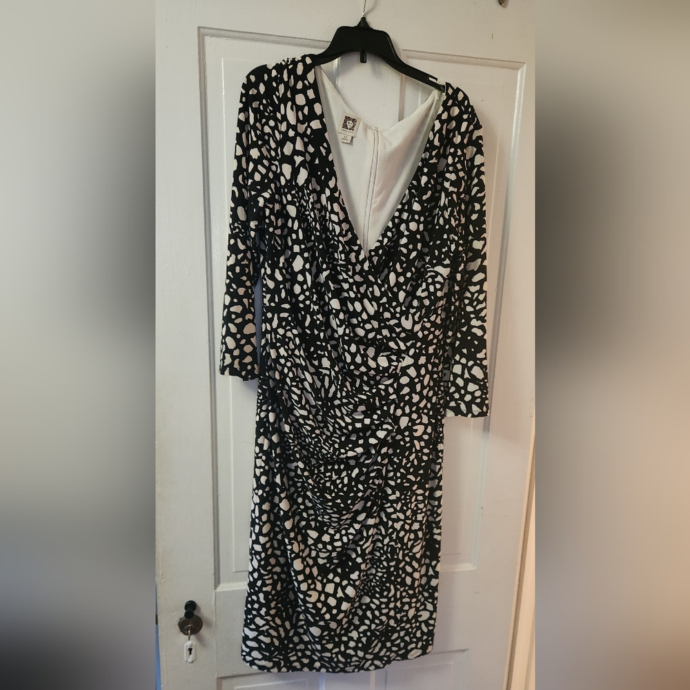 Anne Klein  Size 12  Ruched Faux Wrap Geographic / Animal Print